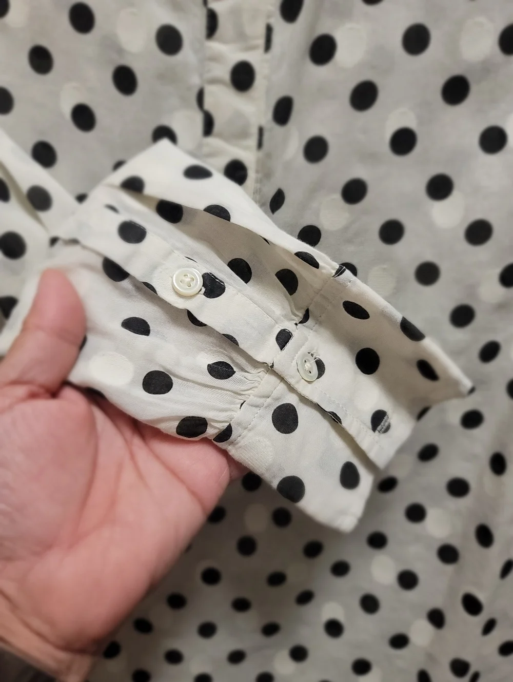 Sz S J Crew Jaquard Popover Button-Up Shirt Black White 100% Cotton Parisian